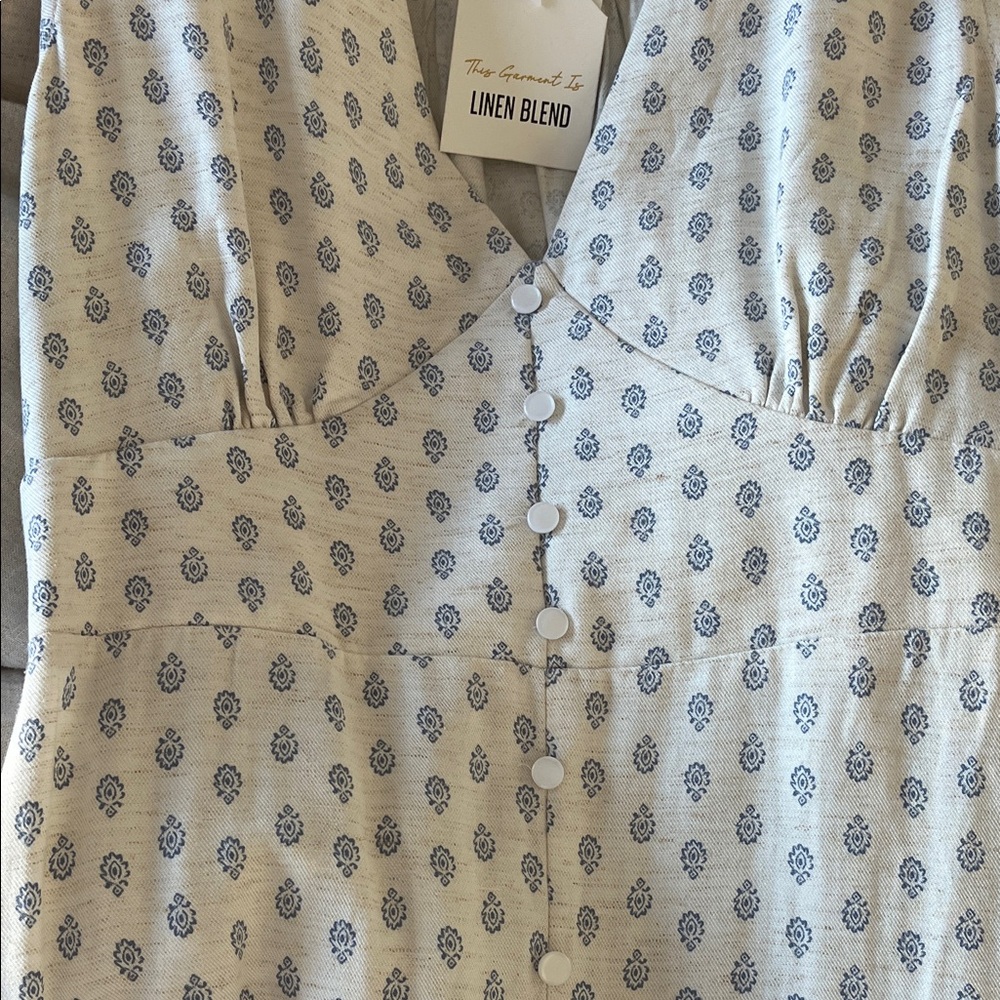 Linen Blend Maxi Dress NWT Monteau Los Angeles - Picture 5 of 7